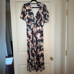 Saloni Silk Printed Midi Cocktail Formal Dress, Size 6